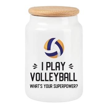 I Play Volleyball. What's Your Superpower? - Cookie Jar with Wooden Lid - white - Front