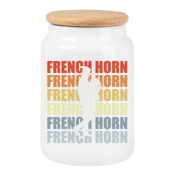 Retro Horn - Cookie Jar with Wooden Lid - white - Front