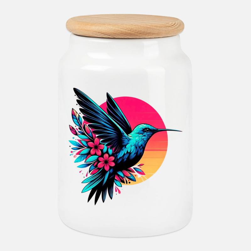 Kolibri - Keksdose mit Holzdeckel - Weiß
