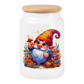 Gnom-Goblin-Elf - Keksdose mit Holzdeckel - Weiß - Vorne