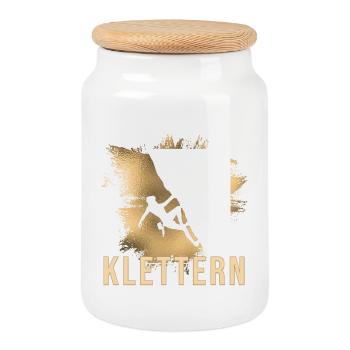 Klettern - Keksdose mit Holzdeckel - Weiß - Vorne