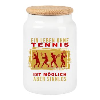 Ein Leben ohne Tennis ist möglich, aber Sinnlos - Keksdose mit Holzdeckel - Weiß - Vorne
