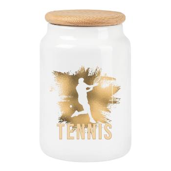 Tennis - Keksdose mit Holzdeckel - Weiß - Vorne