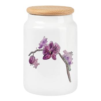 Orchidee - Pflanze - Blume - Keksdose mit Holzdeckel - Weiß - Vorne