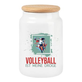 Volleyball ist meine Droge - Keksdose mit Holzdeckel - Weiß - Vorne