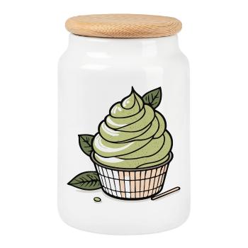 Matcha IceCream - Keksdose mit Holzdeckel - Weiß - Vorne