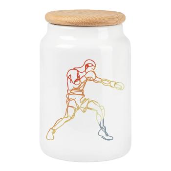 Boxes in retro look - Cookie Jar with Wooden Lid - white - Front