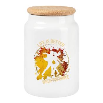 Life is better when you dance - Keksdose mit Holzdeckel - Weiß - Vorne