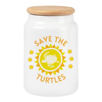 turtle, sea turtle, sea turtle, reptile - Cookie Jar with Wooden Lid - white - Front