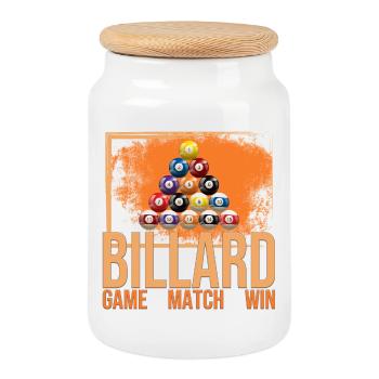 Game - Match - Win - Billard - Keksdose mit Holzdeckel - Weiß - Vorne