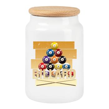 Billard - Keksdose mit Holzdeckel - Weiß - Vorne