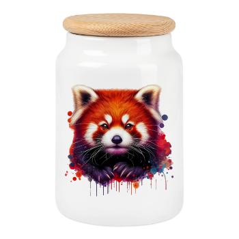 Petit panda - Boîte à biscuits avec couvercle en bois - blanc - Devant