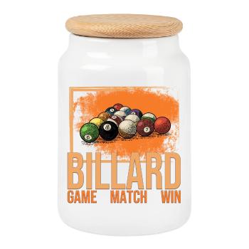 Game - Match - Win - Billard - Keksdose mit Holzdeckel - Weiß - Vorne