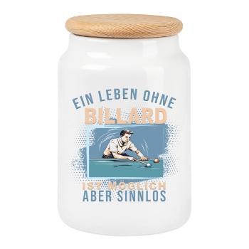 Ein Leben ohne Billard ist möglich, aber Sinnlos - Keksdose mit Holzdeckel - Weiß - Vorne