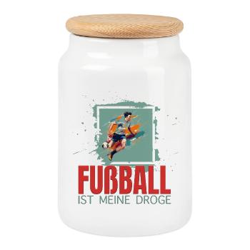 Fußball ist meine Droge - Keksdose mit Holzdeckel - Weiß - Vorne