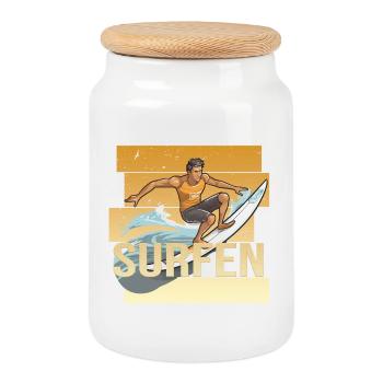 Surfen - Keksdose mit Holzdeckel - Weiß - Vorne