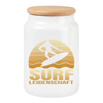 Surf Leidenschaft - Keksdose mit Holzdeckel - Weiß - Vorne
