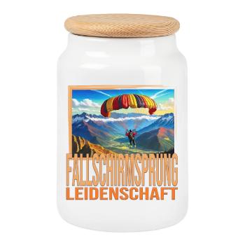Fallschirmsprung Leidenschaft - Keksdose mit Holzdeckel - Weiß - Vorne