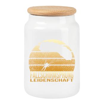 Fallschirmsprung Leidenschaft - Keksdose mit Holzdeckel - Weiß - Vorne