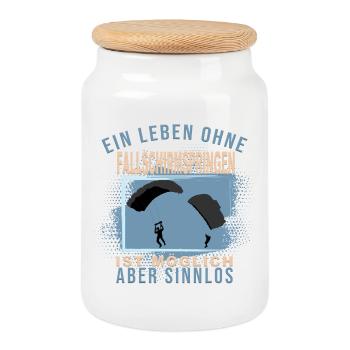Ein Leben ohne Fallschirmspringen ist möglich... - Keksdose mit Holzdeckel - Weiß - Vorne
