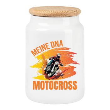 Meine DNA - Motocross - Keksdose mit Holzdeckel - Weiß - Vorne