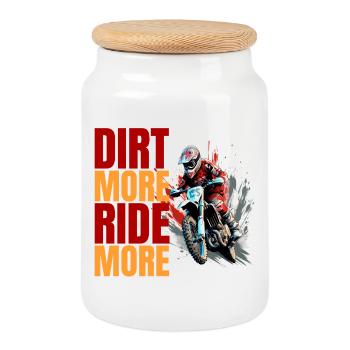 Dirt More - Ride More - Keksdose mit Holzdeckel - Weiß - Vorne