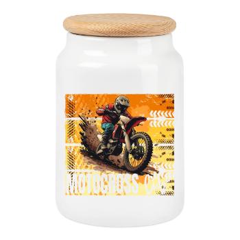Motocross Life - Keksdose mit Holzdeckel - Weiß - Vorne