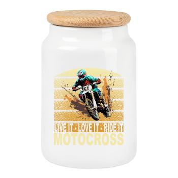 Live it Love it Ride it - Motocross - Keksdose mit Holzdeckel - Weiß - Vorne