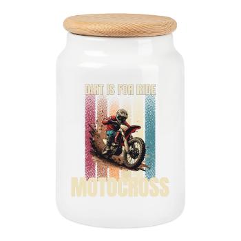 Dirt is for Ride - Motocross - Keksdose mit Holzdeckel - Weiß - Vorne