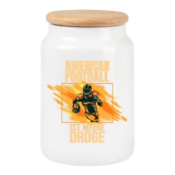 American Football ist meine Droge - Keksdose mit Holzdeckel - Weiß - Vorne