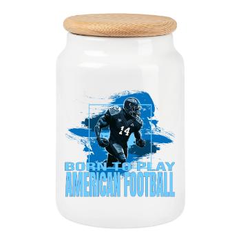 Born to play American Football - Keksdose mit Holzdeckel - Weiß - Vorne