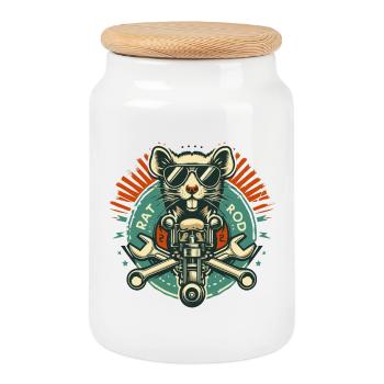 Ratsking Ratlook Shirt – Rustic Custom Style - Cookie Jar with Wooden Lid - white - Front