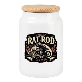 Ratsking Ratlook Shirt – Rustic Custom Style - Cookie Jar with Wooden Lid - white - Front