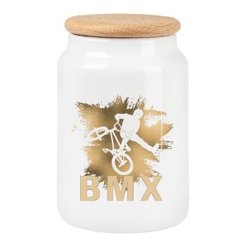 BMX - Keksdose mit Holzdeckel - Weiß - Vorne