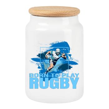 Born to play Rugby - Keksdose mit Holzdeckel - Weiß - Vorne