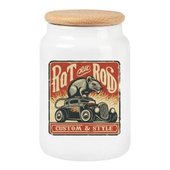 Ratsking Ratlook Shirt – Rustic Custom Style - Cookie Jar with Wooden Lid - white - Front