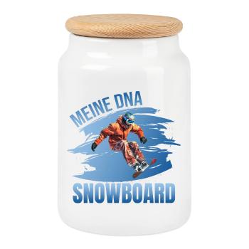 Meine DNA - Snowboard - Keksdose mit Holzdeckel - Weiß - Vorne