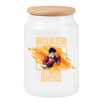 Boxen ist meine Droge - Keksdose mit Holzdeckel - Weiß - Vorne