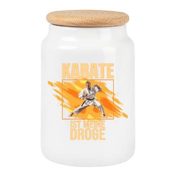 Karate ist meine Droge - Keksdose mit Holzdeckel - Weiß - Vorne