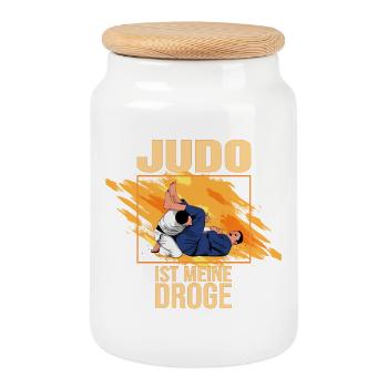 Judo ist meine Droge - Keksdose mit Holzdeckel - Weiß - Vorne