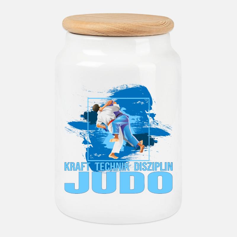 Kraft - Technik - Disziplin - Judo - Keksdose mit Holzdeckel - Weiß