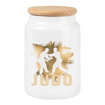 Judo - Keksdose mit Holzdeckel - Weiß - Vorne