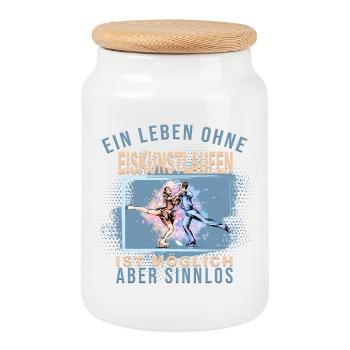Ein Leben ohne Eiskunstlaufen ist möglich - Keksdose mit Holzdeckel - Weiß - Vorne