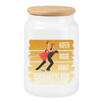 Kufen - Magie - Anmut - Eiskunstlauf - Keksdose mit Holzdeckel - Weiß - Vorne