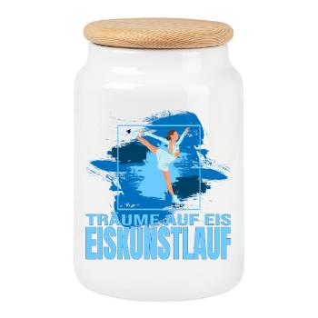 Träume auf Eis - Eiskunstlaufen - Keksdose mit Holzdeckel - Weiß - Vorne