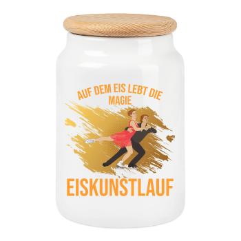 Auf dem Eis lebt die Magie - Eiskunstlauf - Keksdose mit Holzdeckel - Weiß - Vorne