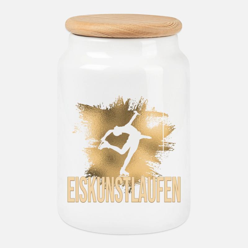 Eiskunstlauf - Keksdose mit Holzdeckel - Weiß