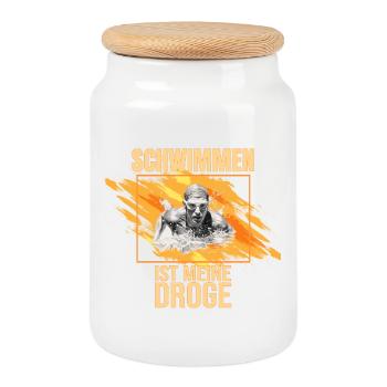 Schwimmen ist meine Droge - Keksdose mit Holzdeckel - Weiß - Vorne