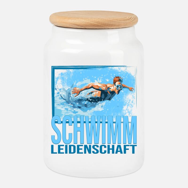 Schwimm Leidenschaft - Keksdose mit Holzdeckel - Weiß