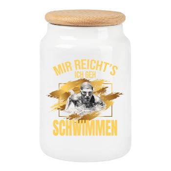 Mir reicht's, ich geh Schwimmen - Keksdose mit Holzdeckel - Weiß - Vorne